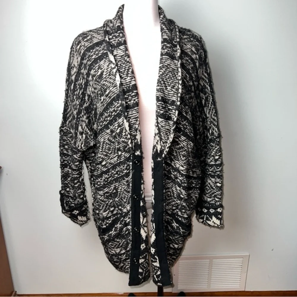 Free People Black and White Cardigan